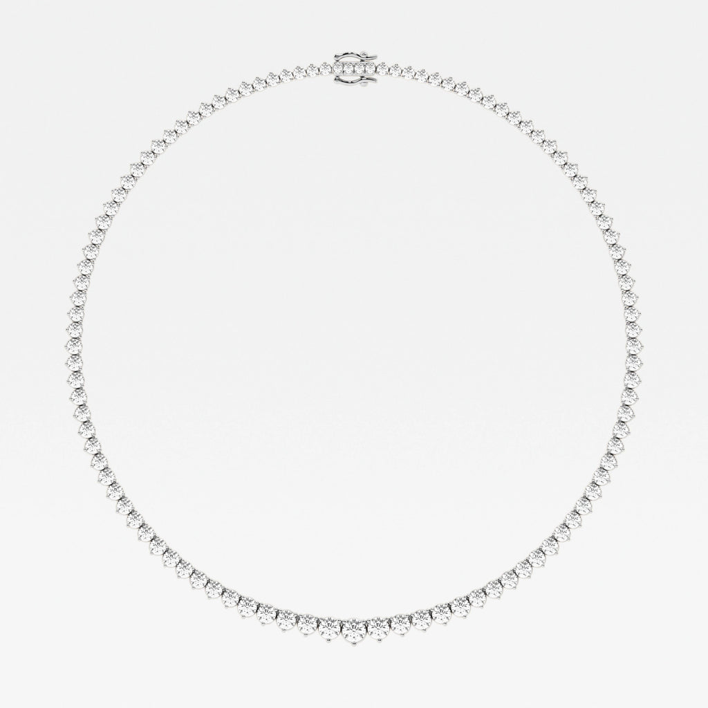 Round Cut Moissanite Diamond Tennis Sterling Silver Necklace