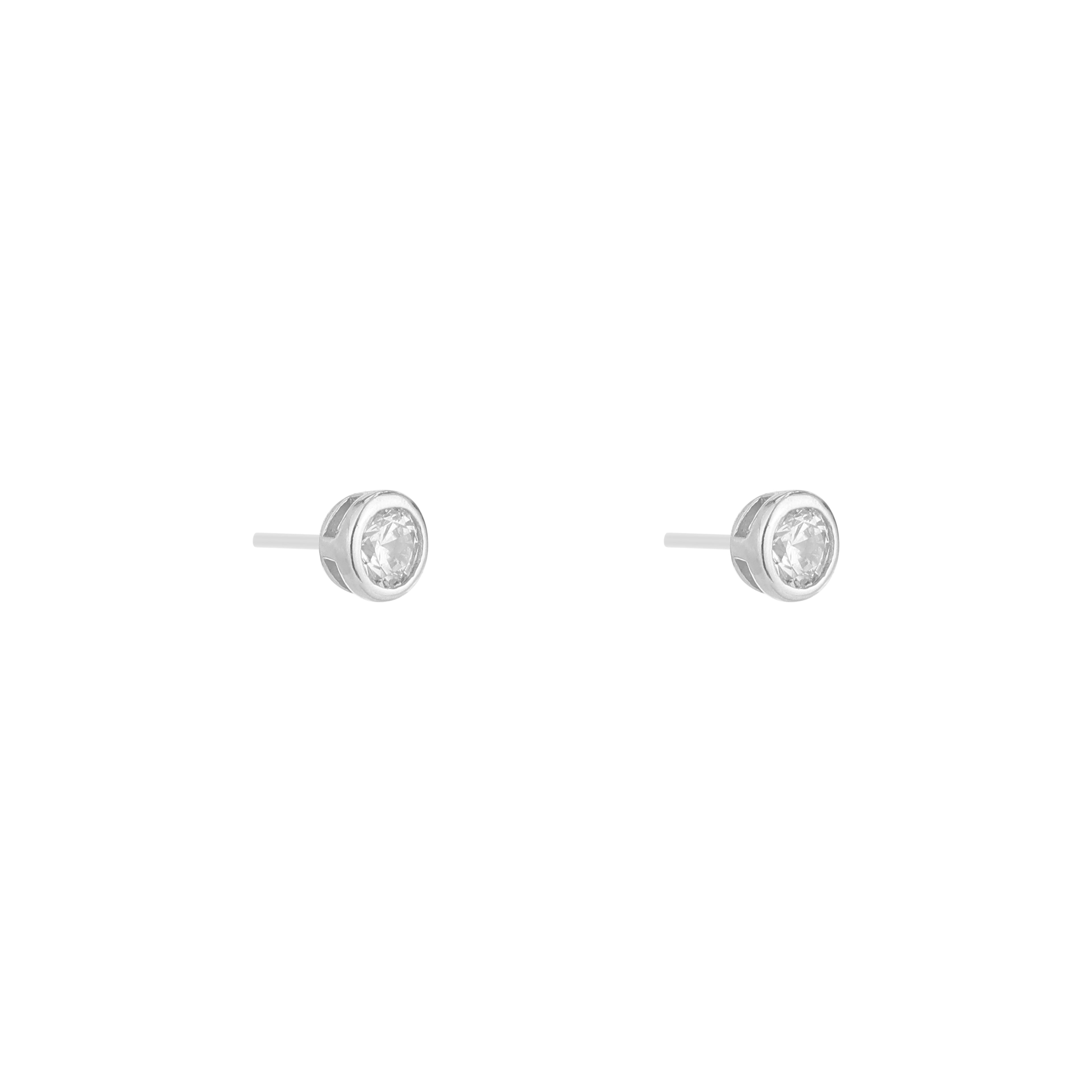 Round Solitaire CZ Stud Earring