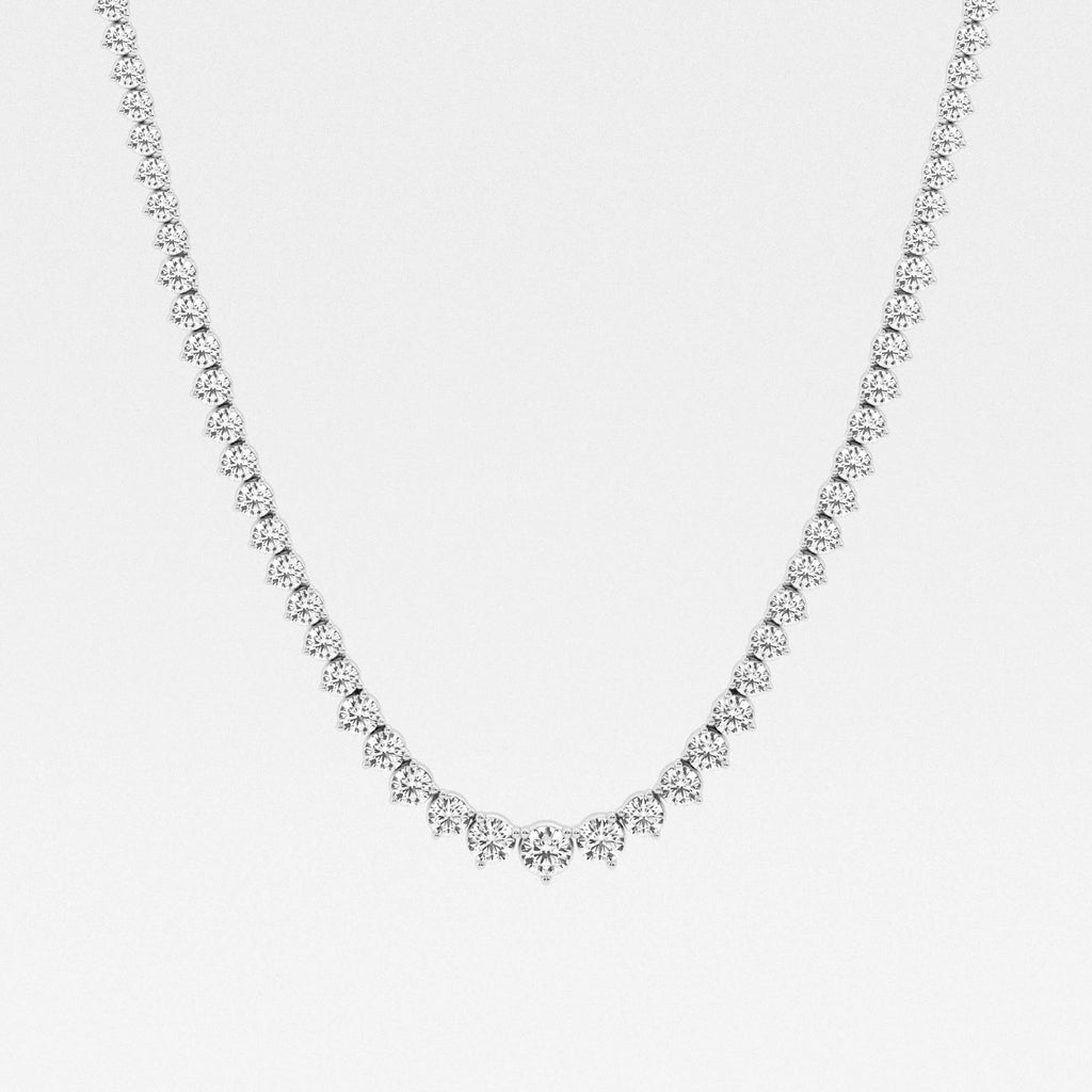 Round Cut Moissanite Diamond Tennis Sterling Silver Necklace