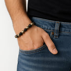 Pyrite and Lava Stone Bracelet