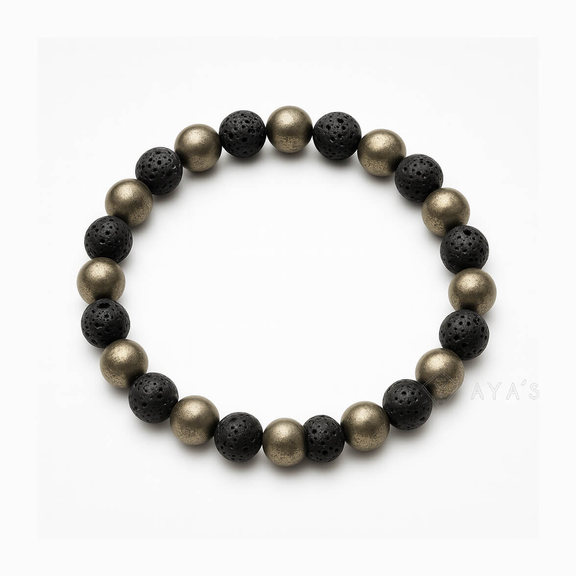 Pyrite and Lava Stone Bracelet
