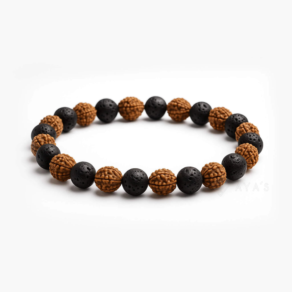 Rudraksh and Lava Stone Bracelet